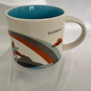 Starbucks you are here series Hawaii Floral Accent Ceramic Mug - Blue Interior